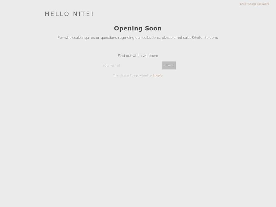 hellonite.com shopify website screenshot