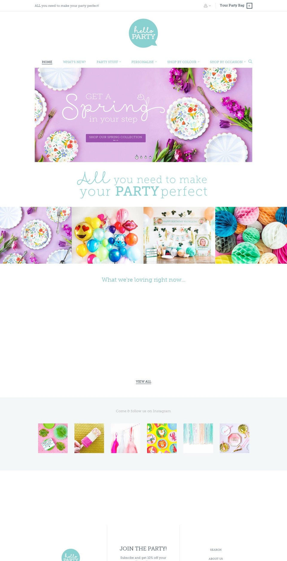 helloparty.com shopify website screenshot