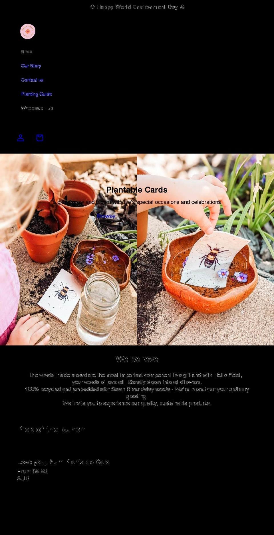 hellopetalcards.com.au shopify website screenshot