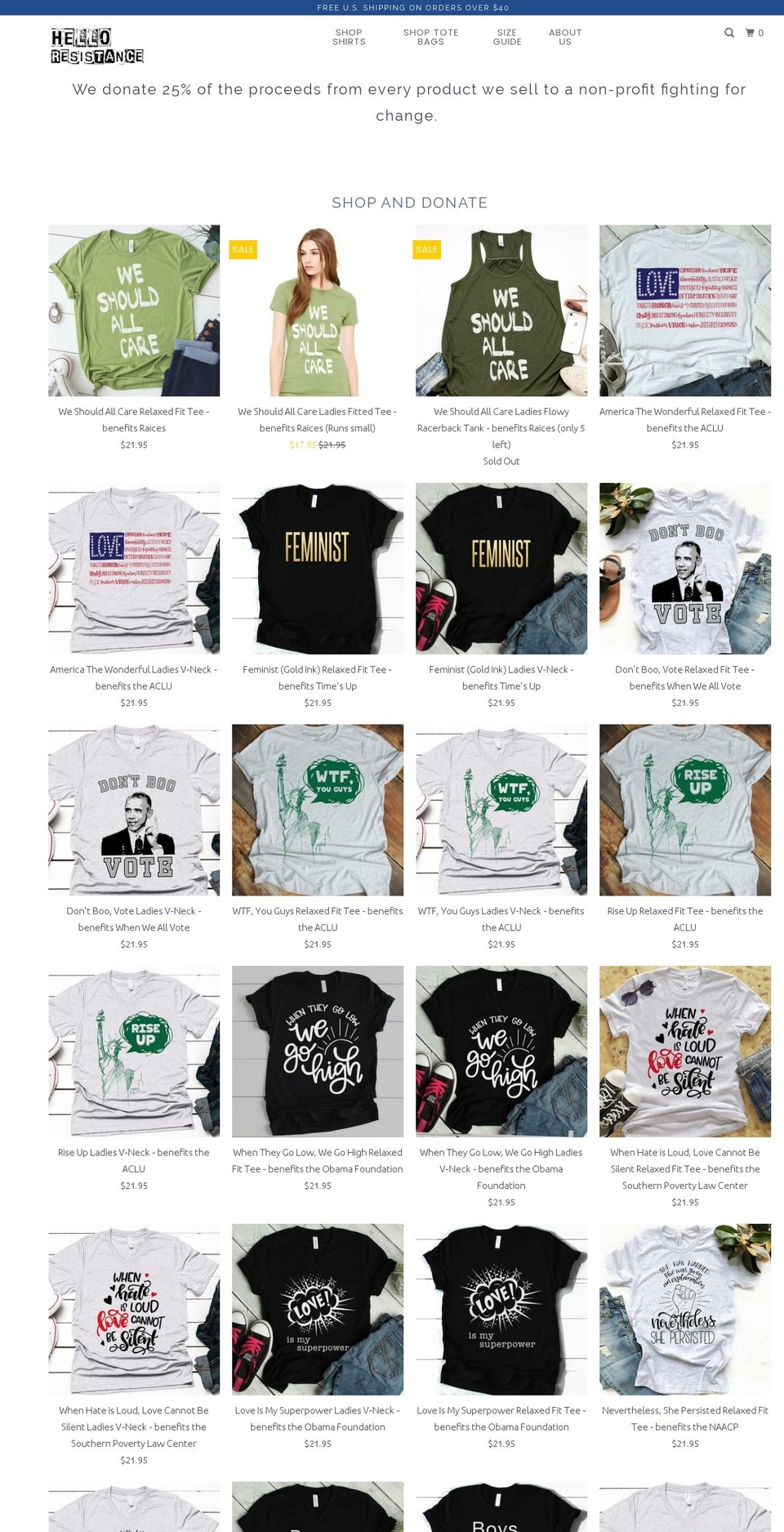 helloresistance.com — Shopify storefront screenshot