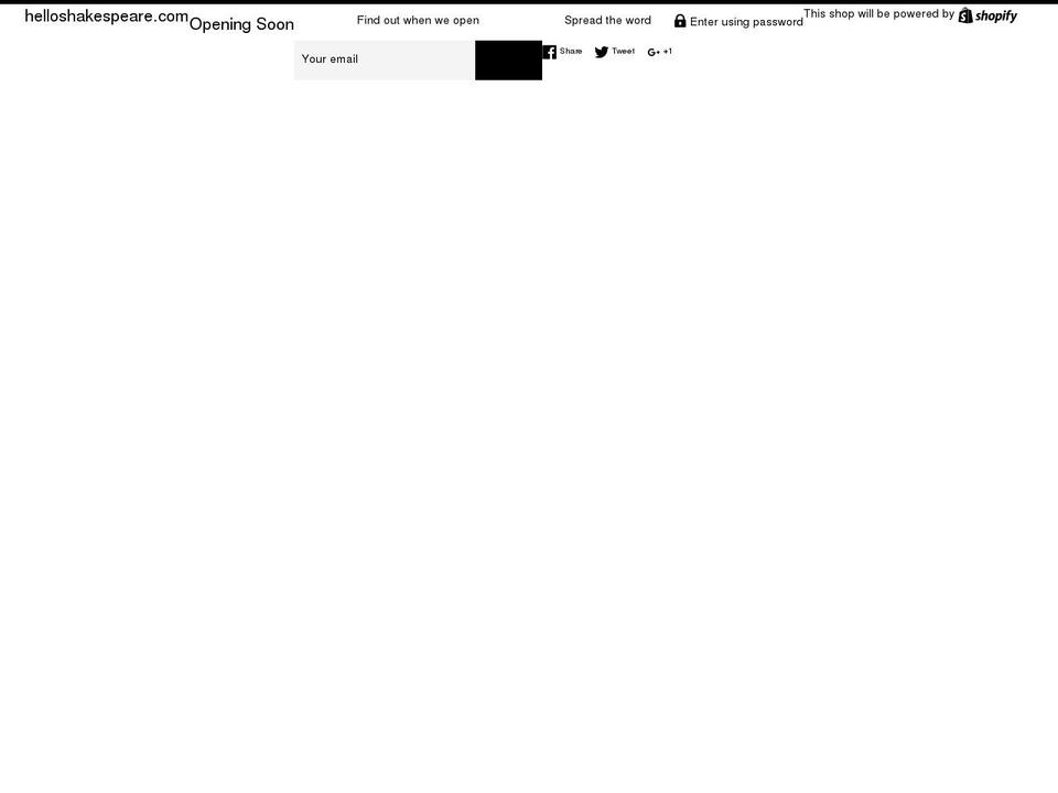 helloshakespeare.com shopify website screenshot
