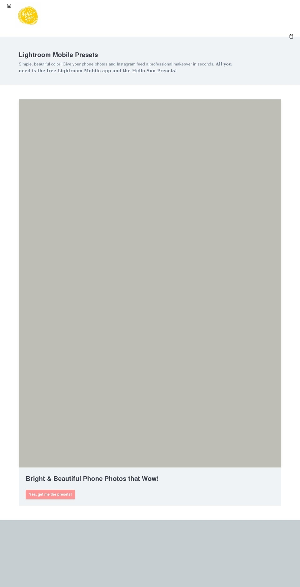 hellosunpresets.com shopify website screenshot