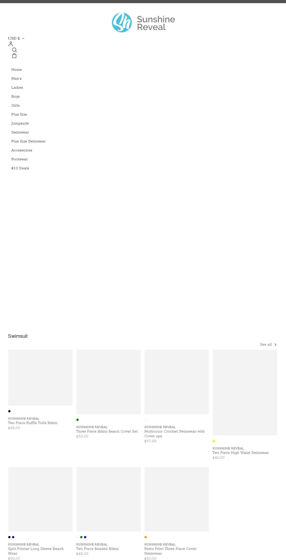 hellosunshinereveal.com — Shopify storefront screenshot