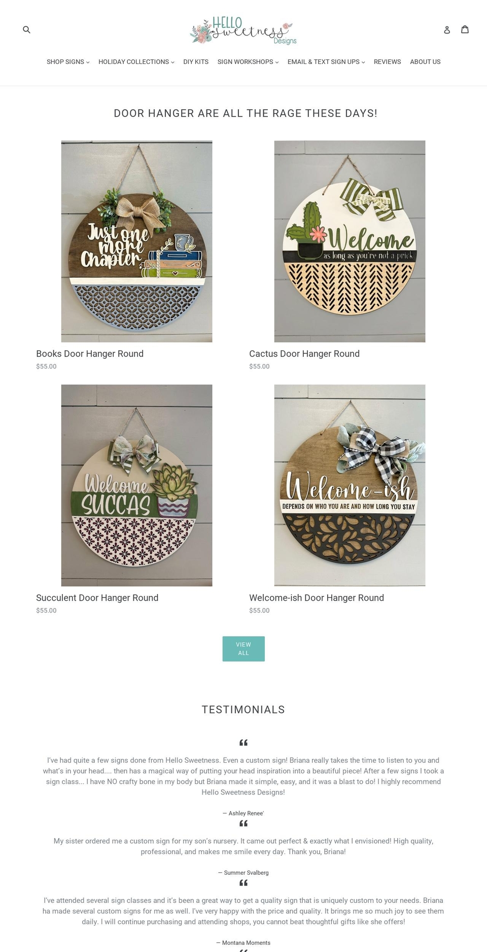 hellosweetnessdesigns.com — Shopify storefront screenshot