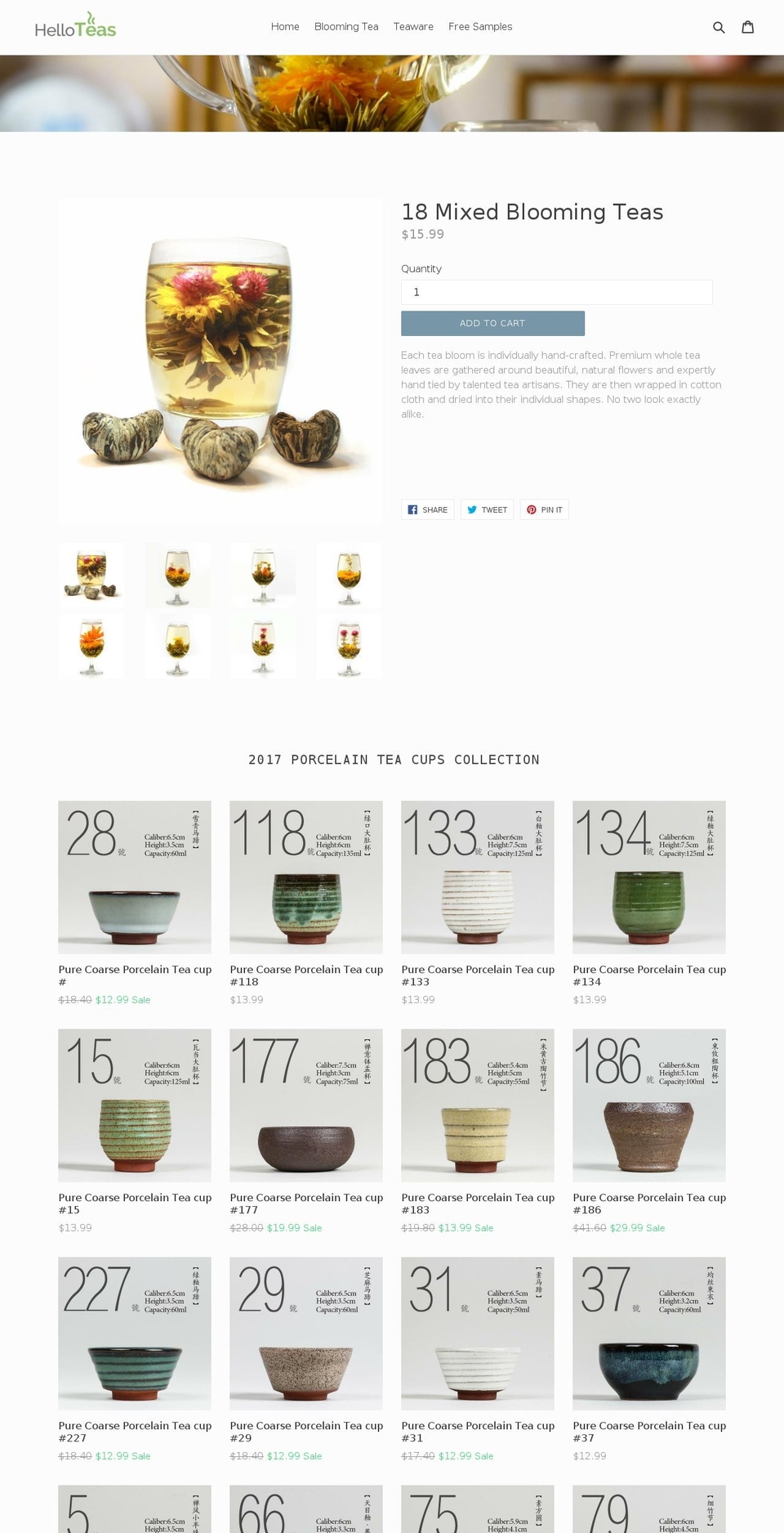 helloteas.com shopify website screenshot