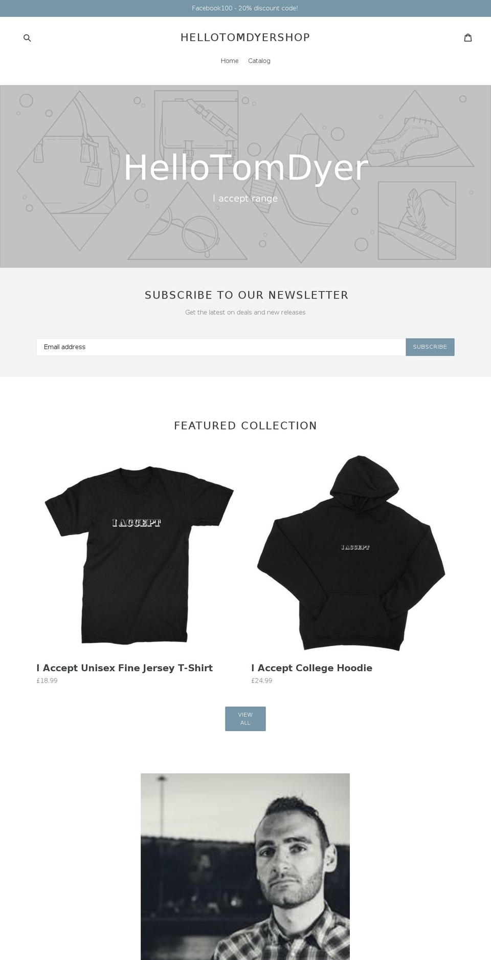 hellotomdyershop.com — Shopify storefront screenshot