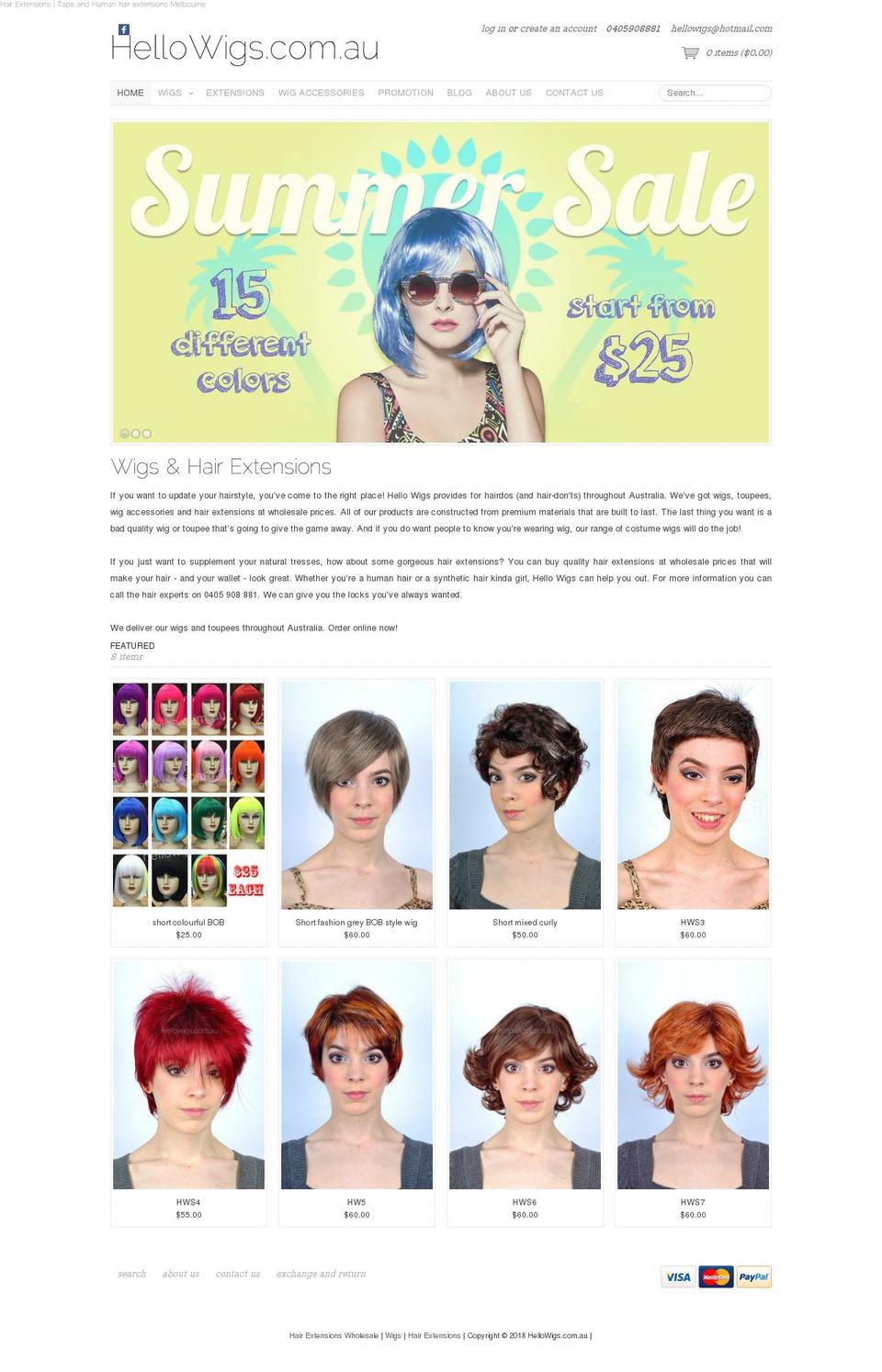 hellowigs.com.au shopify website screenshot