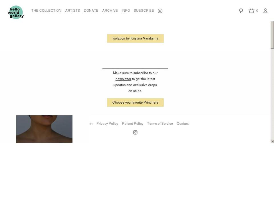 helloworldgallery.com shopify website screenshot