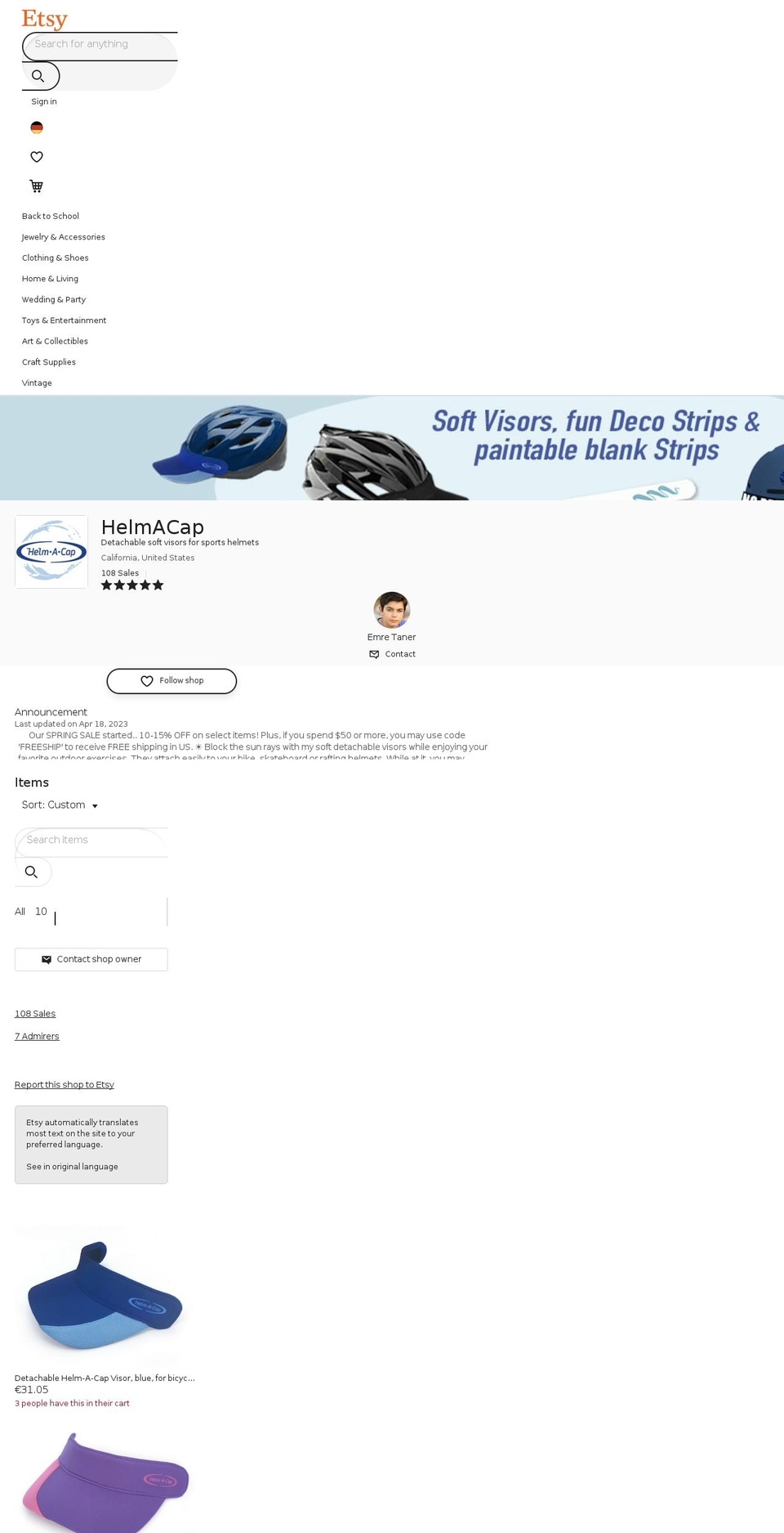 helm-a-cap.com — Shopify storefront screenshot