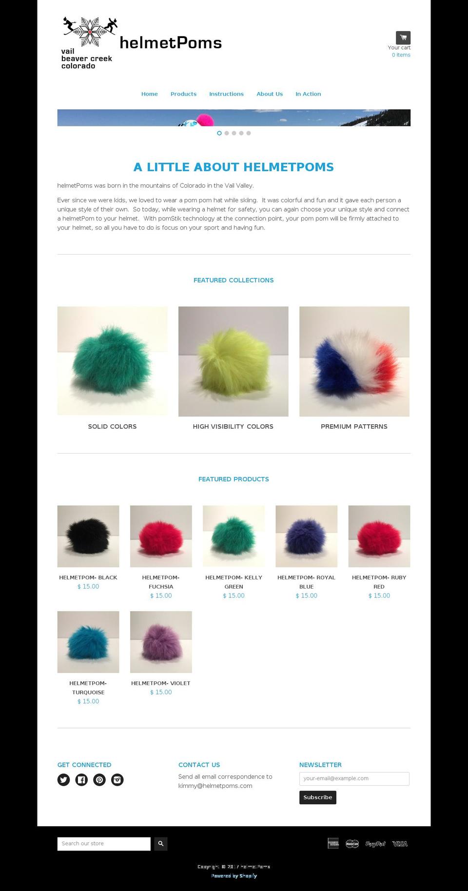 helmetpoms.com shopify website screenshot