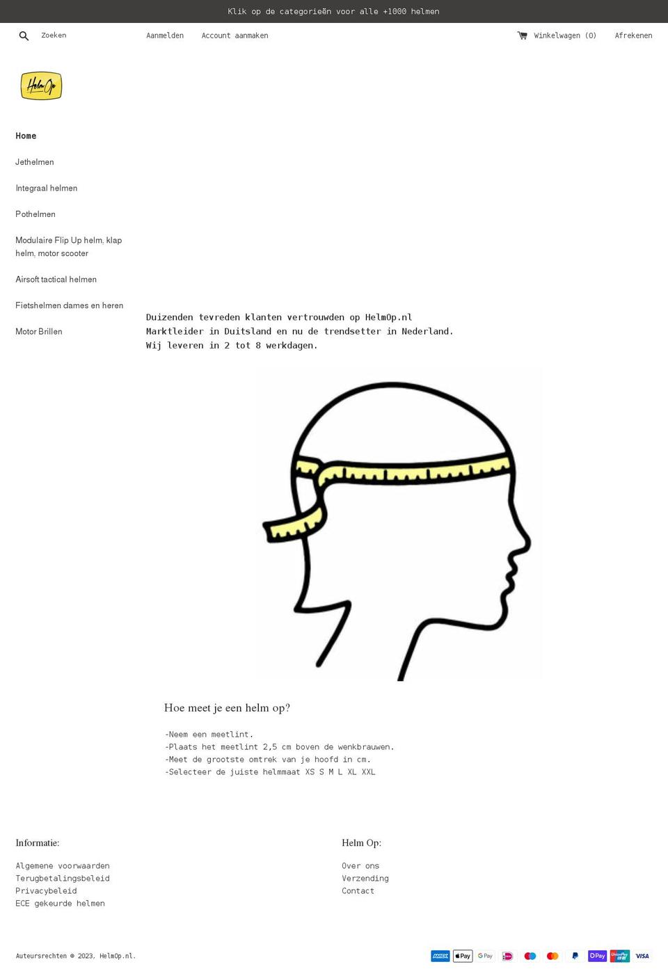 helmop.nl shopify website screenshot