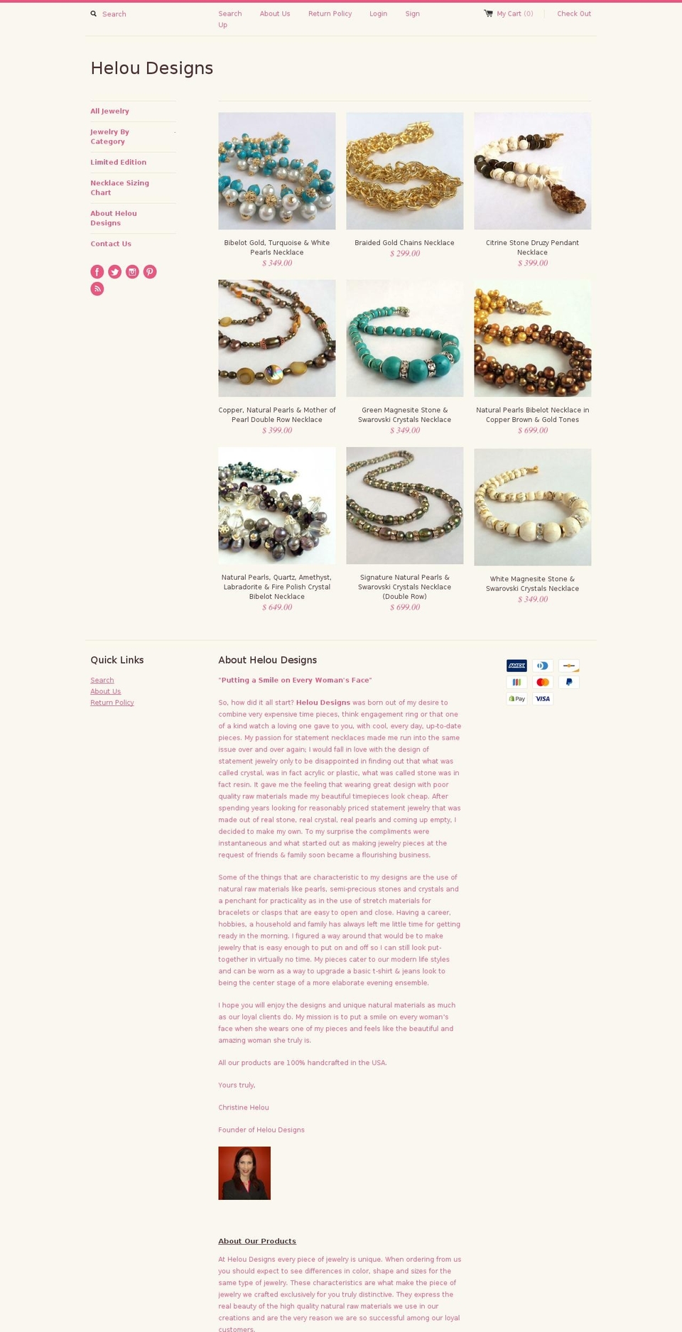 heloudesigns.com shopify website screenshot
