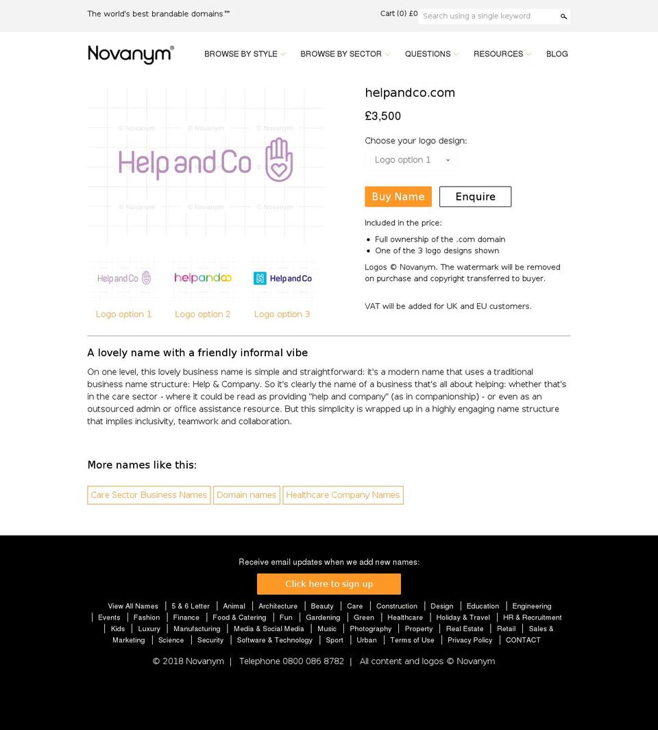 LIVE + Wishlist Email Shopify theme site example helpandco.com
