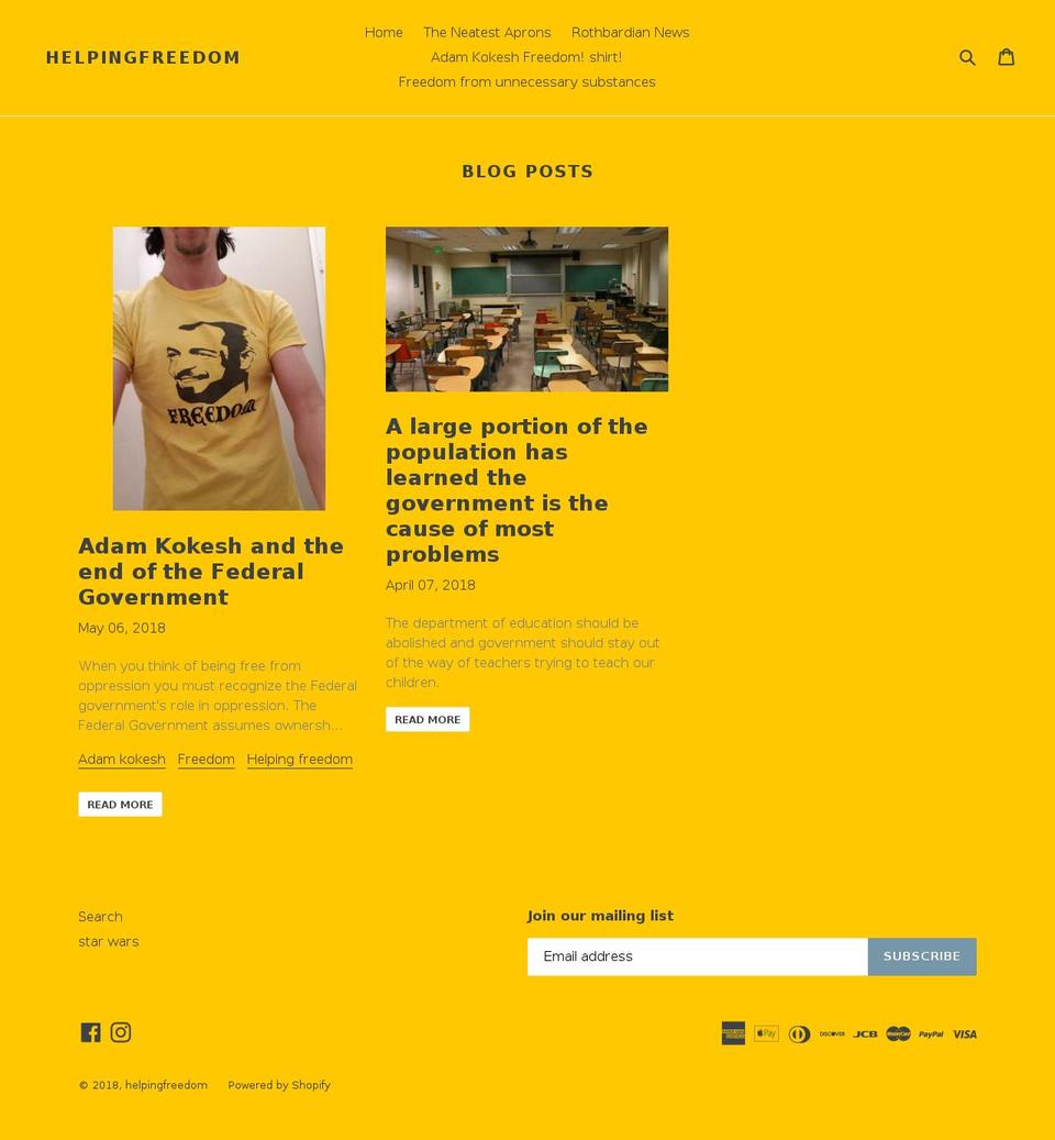 helpingfreedom.com — Shopify storefront screenshot