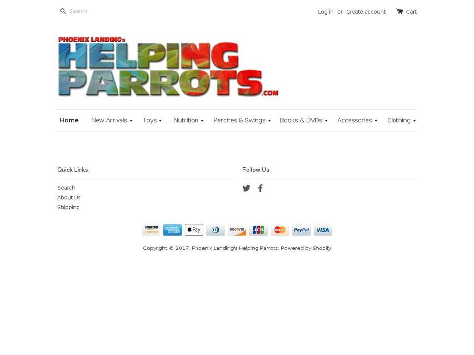 helpingparrots.org shopify website screenshot