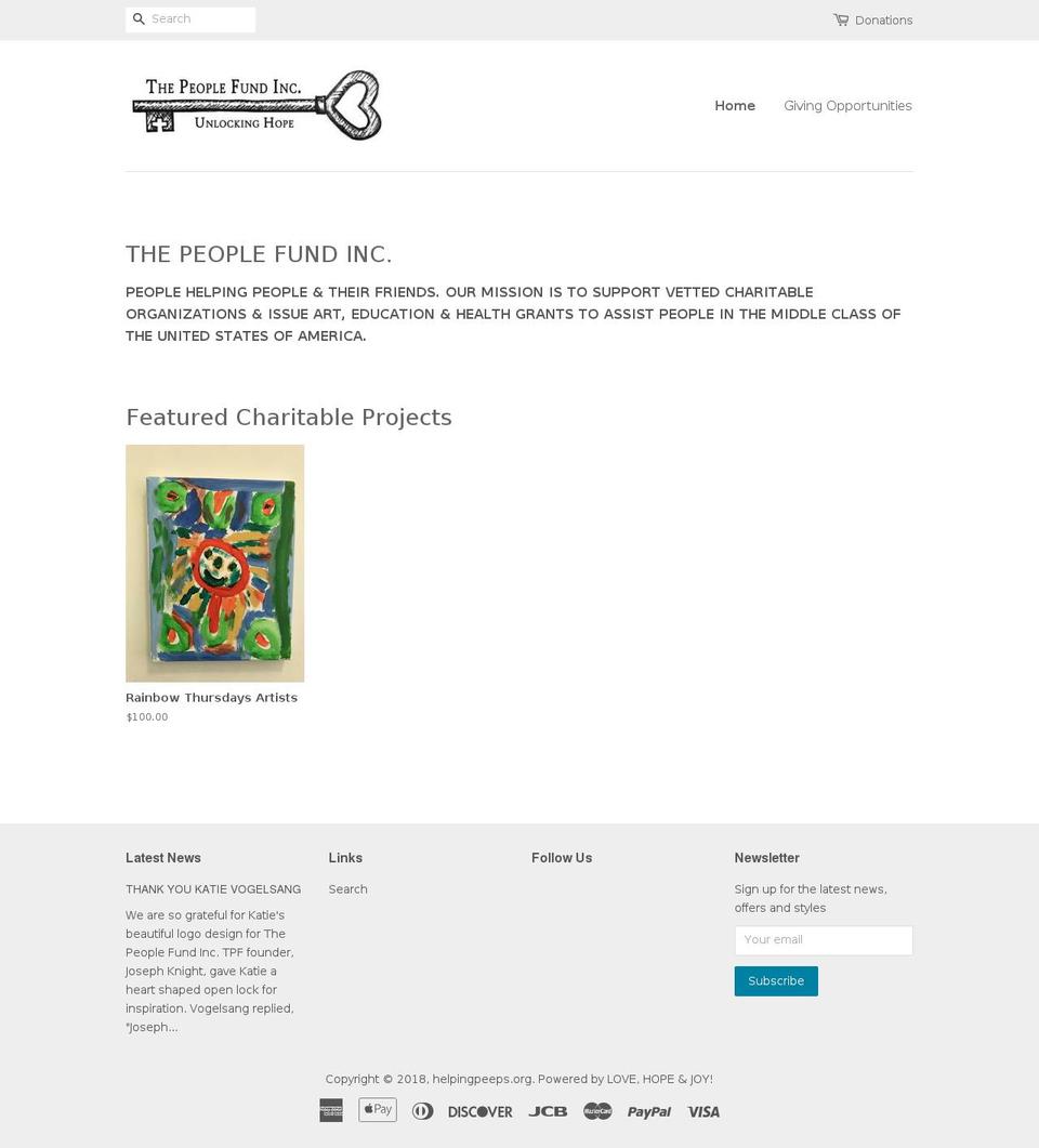 helpingpeeps.org shopify website screenshot
