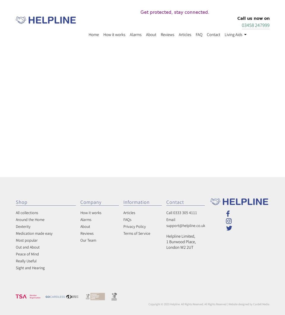 helpline.co.uk shopify website screenshot