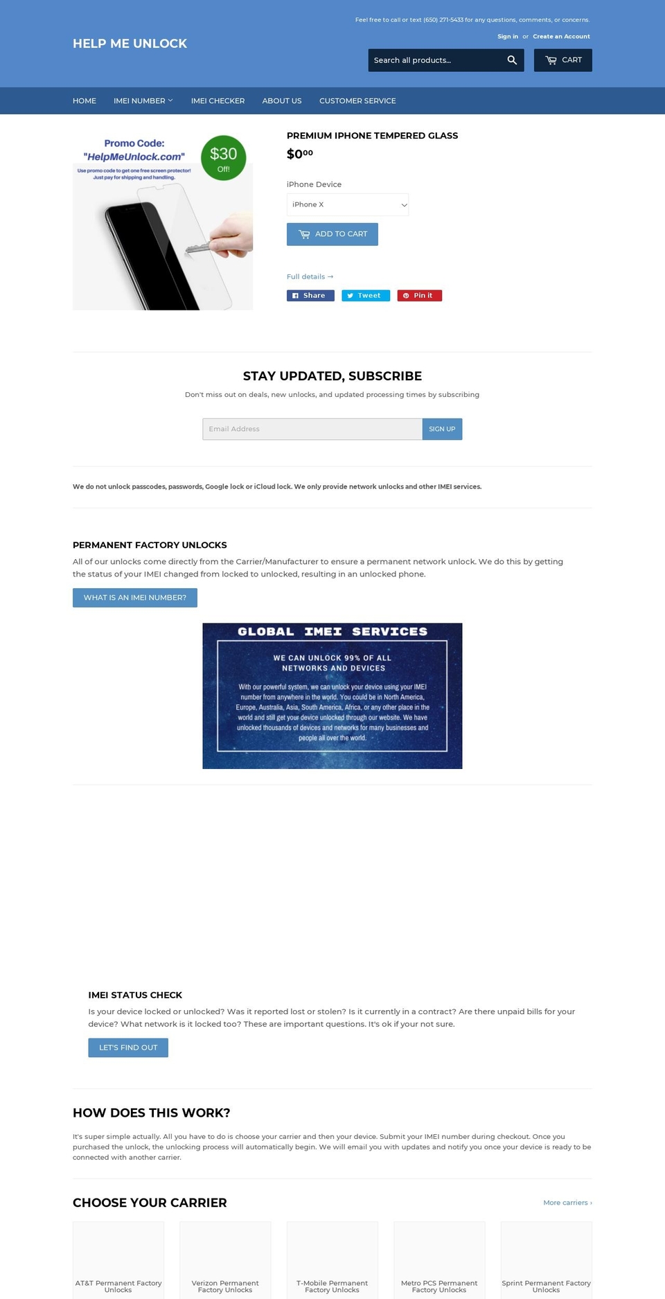 helpmeunlock.com — Shopify storefront screenshot