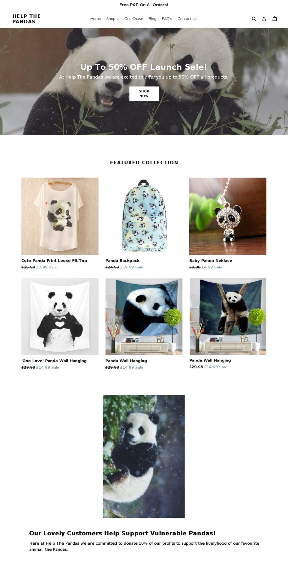 helpthepandas.com — Shopify storefront screenshot