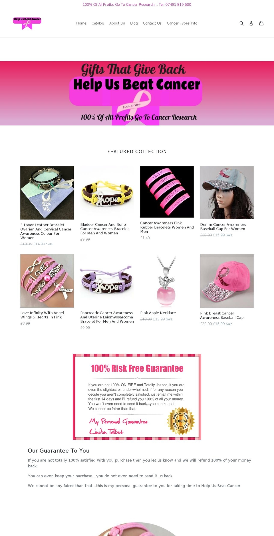 helpusbeatcancer.com — Shopify storefront screenshot