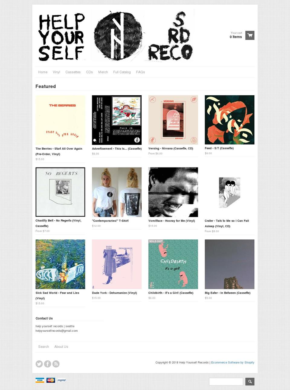 helpyourselfrecords.biz shopify website screenshot