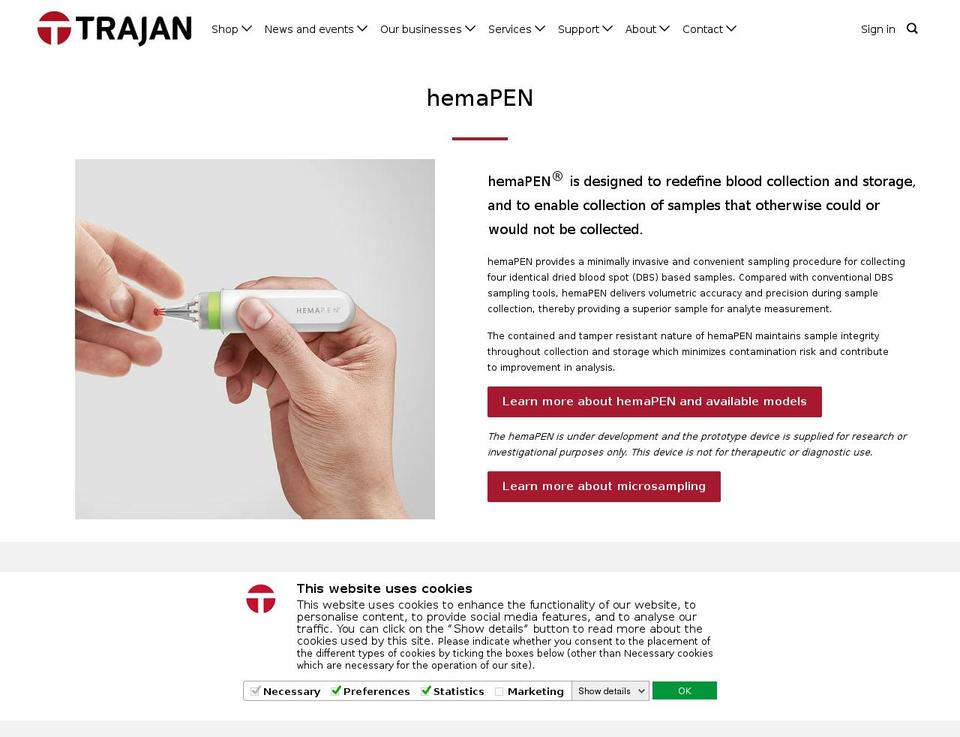 hemapen.net shopify website screenshot