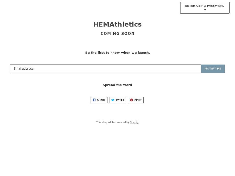 hemathletics.com — Shopify storefront screenshot