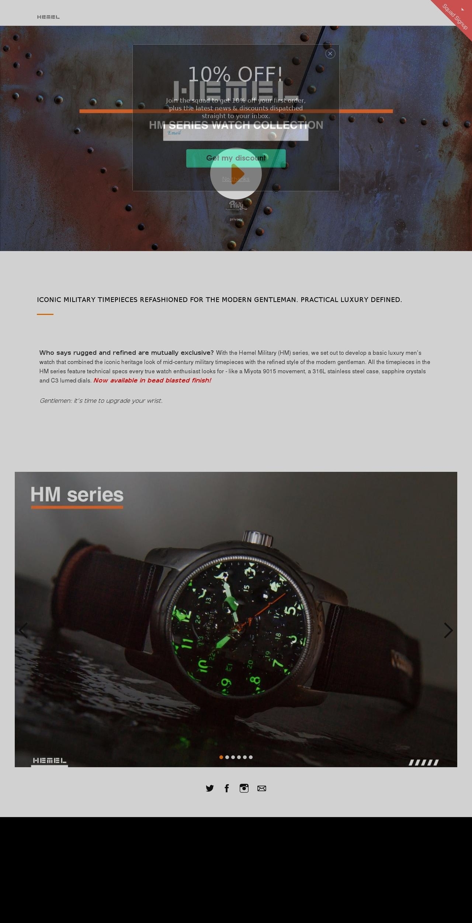 hemelwatches.com shopify website screenshot
