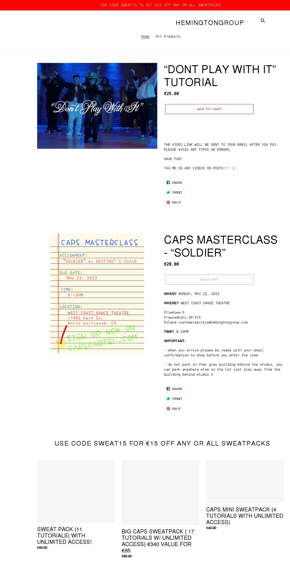 hemingtongroup.com shopify website screenshot