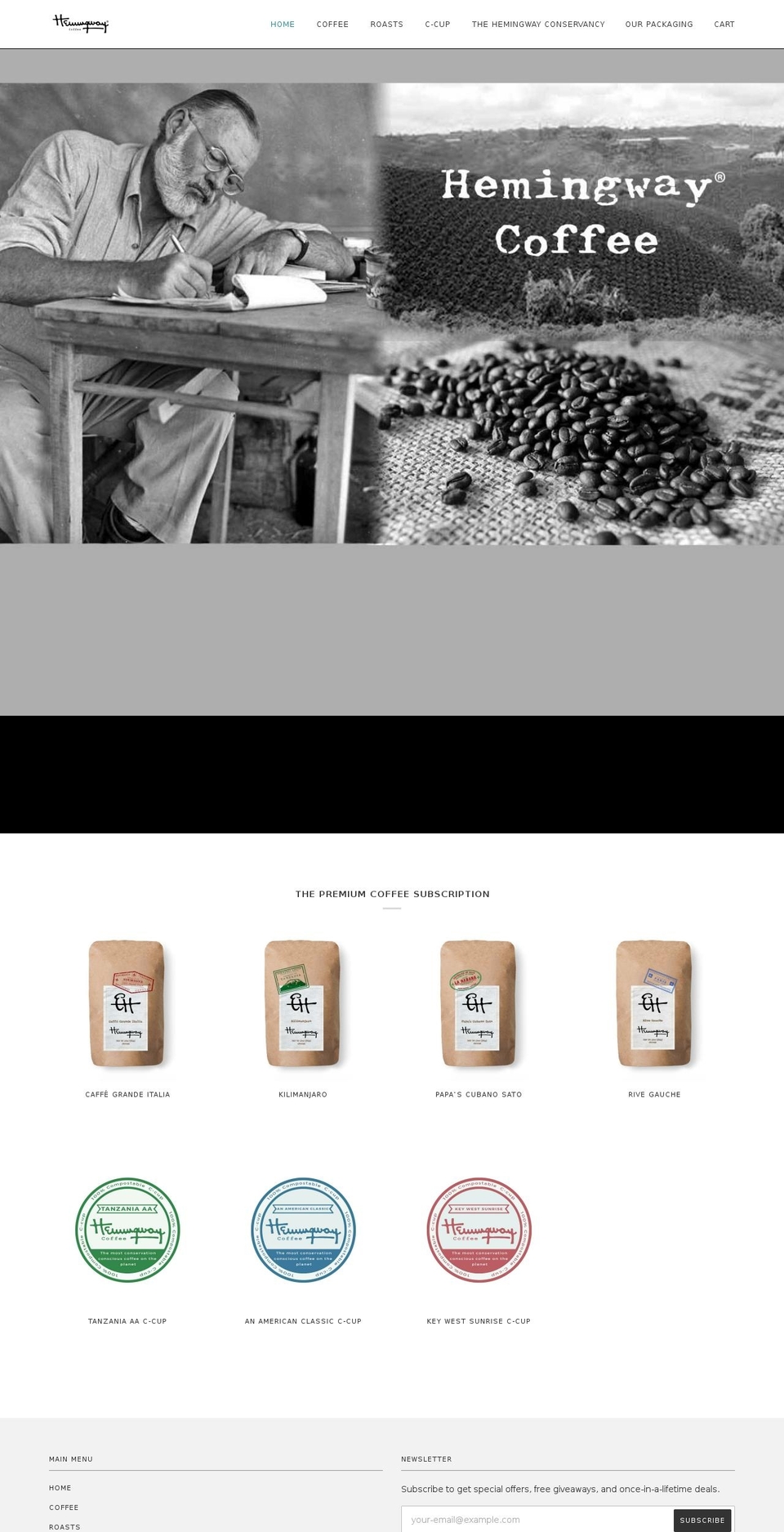 hemingwaycoffees.com — Shopify storefront screenshot