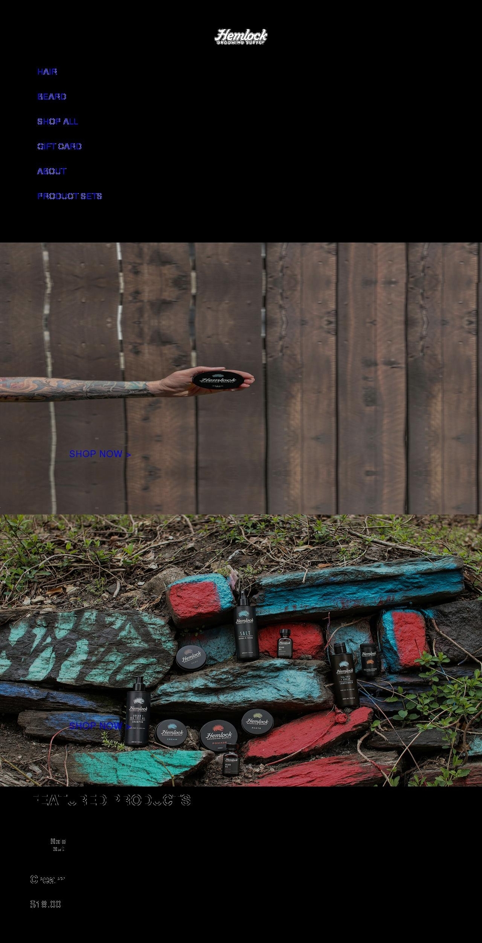 hemlockgroomingsupply.com shopify website screenshot