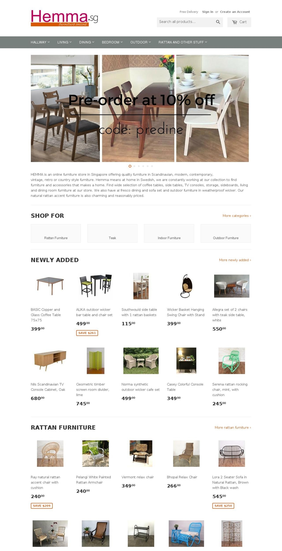 Canopy Shopify theme site example hemma.sg
