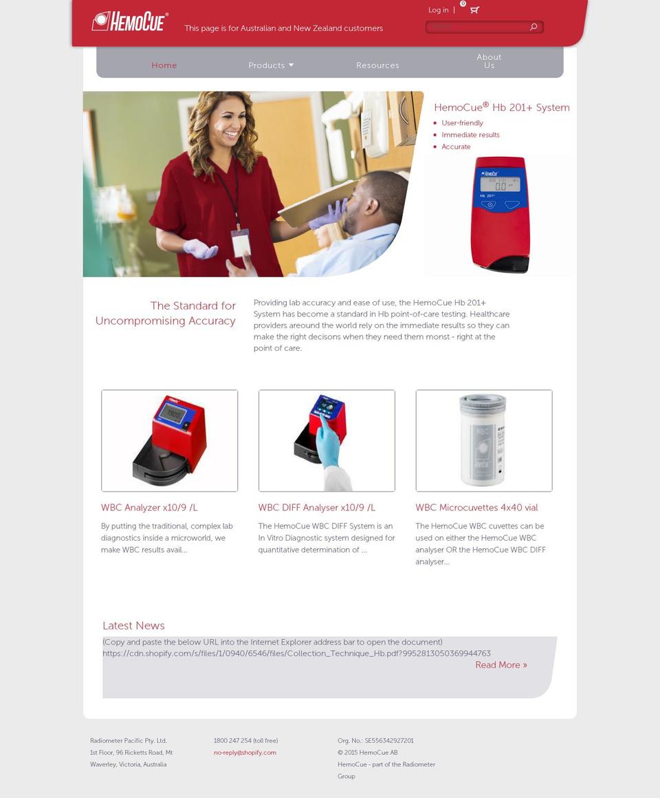 hemocuepacific.com shopify website screenshot