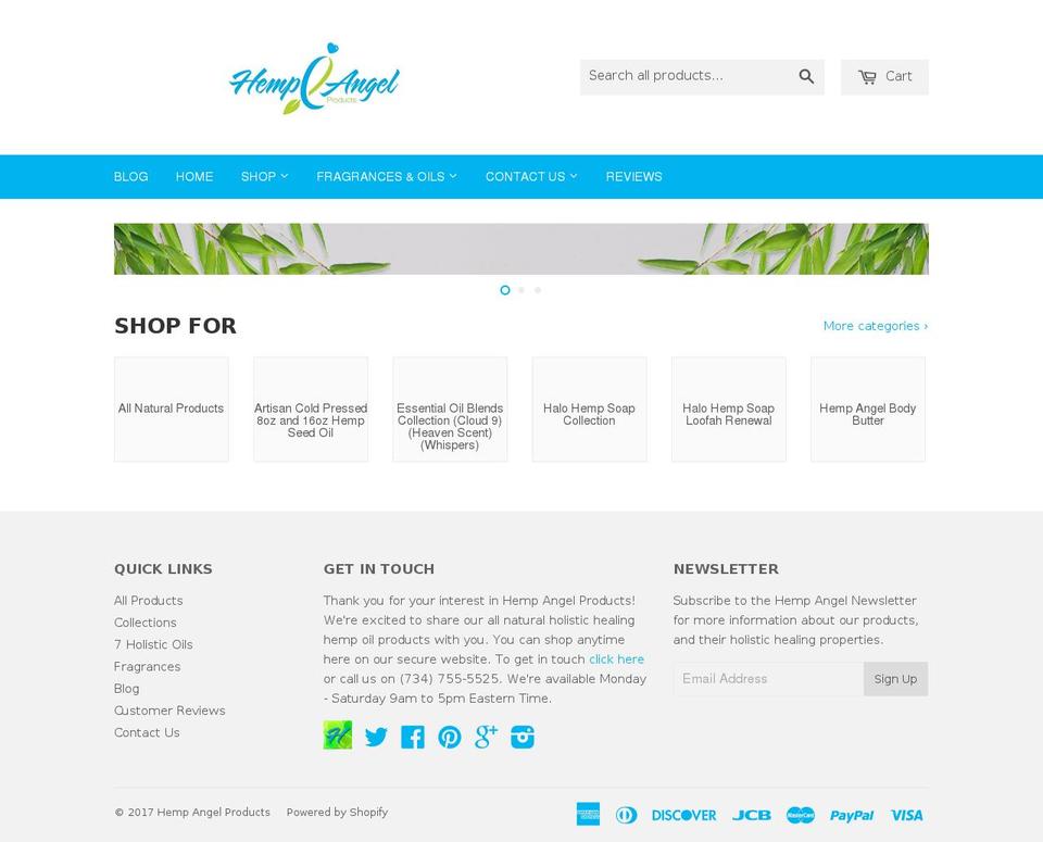 hempangelproducts.com shopify website screenshot