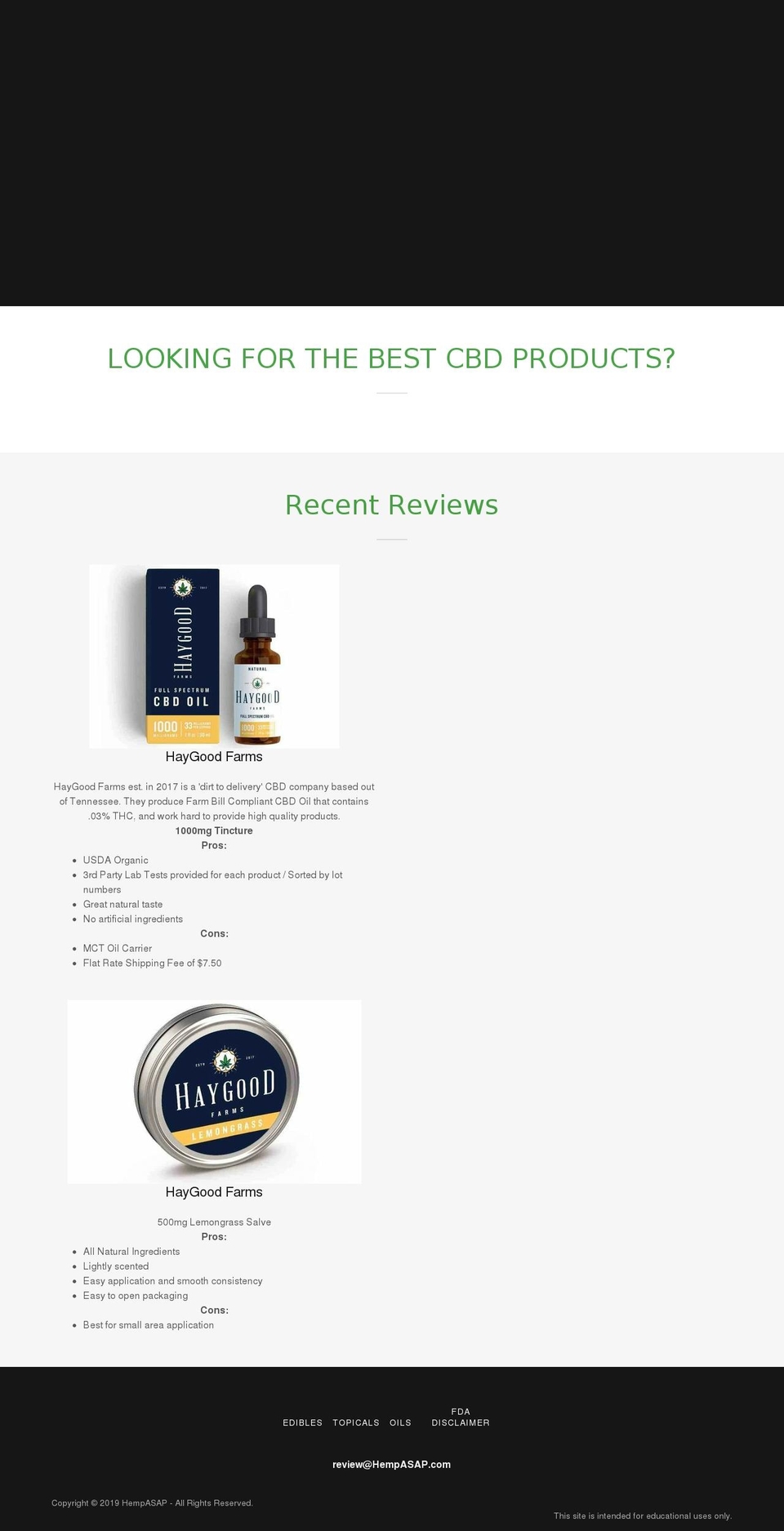 hempasap.com — Shopify storefront screenshot