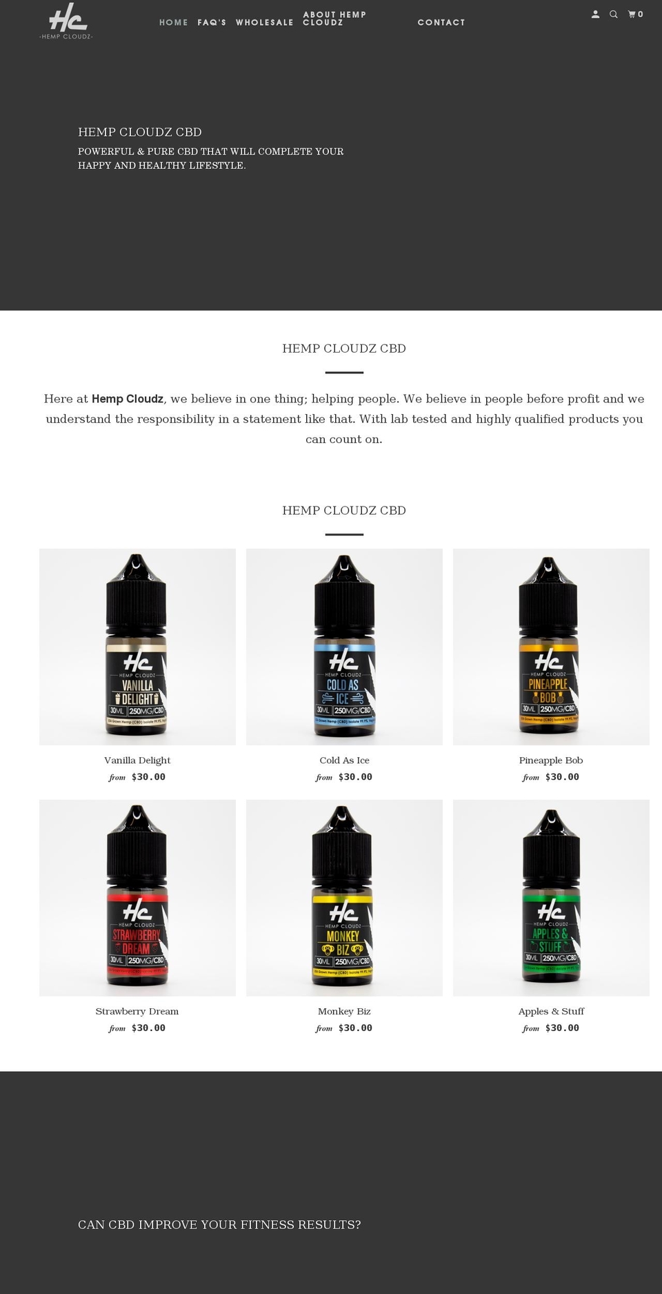 hempcloudz.com shopify website screenshot