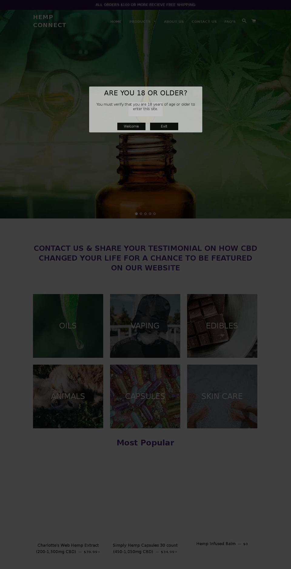 hempconnect.us shopify website screenshot