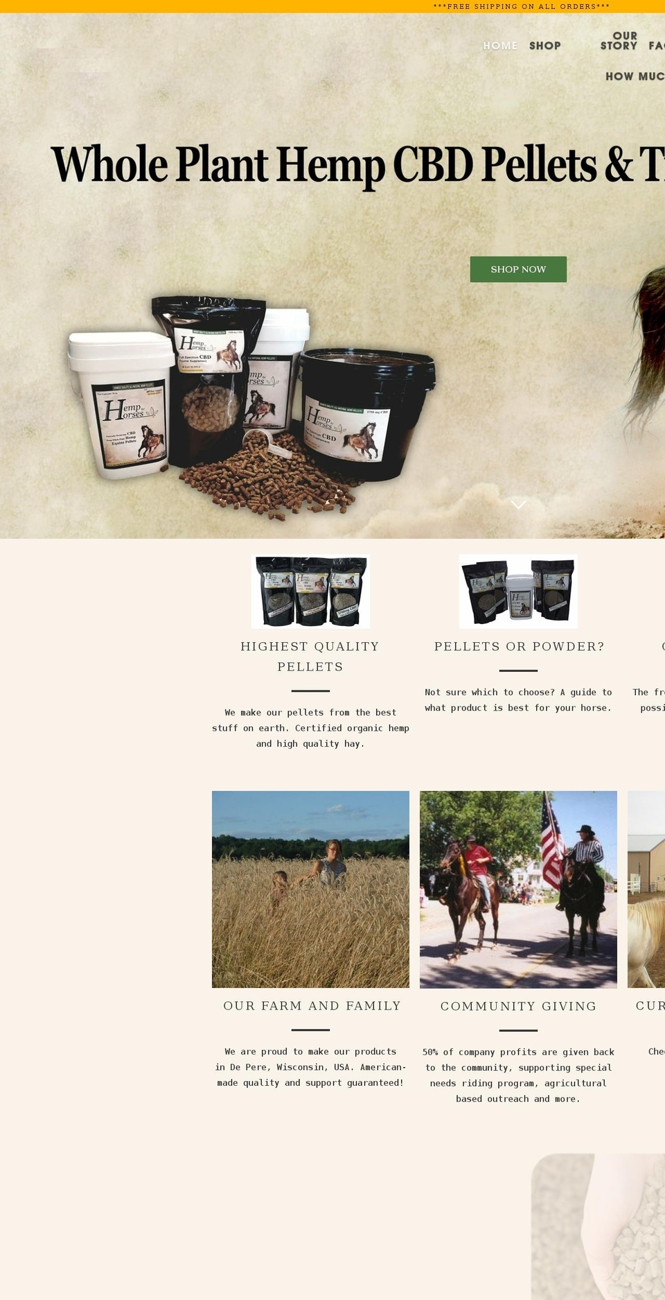 hempforhorses.com shopify website screenshot