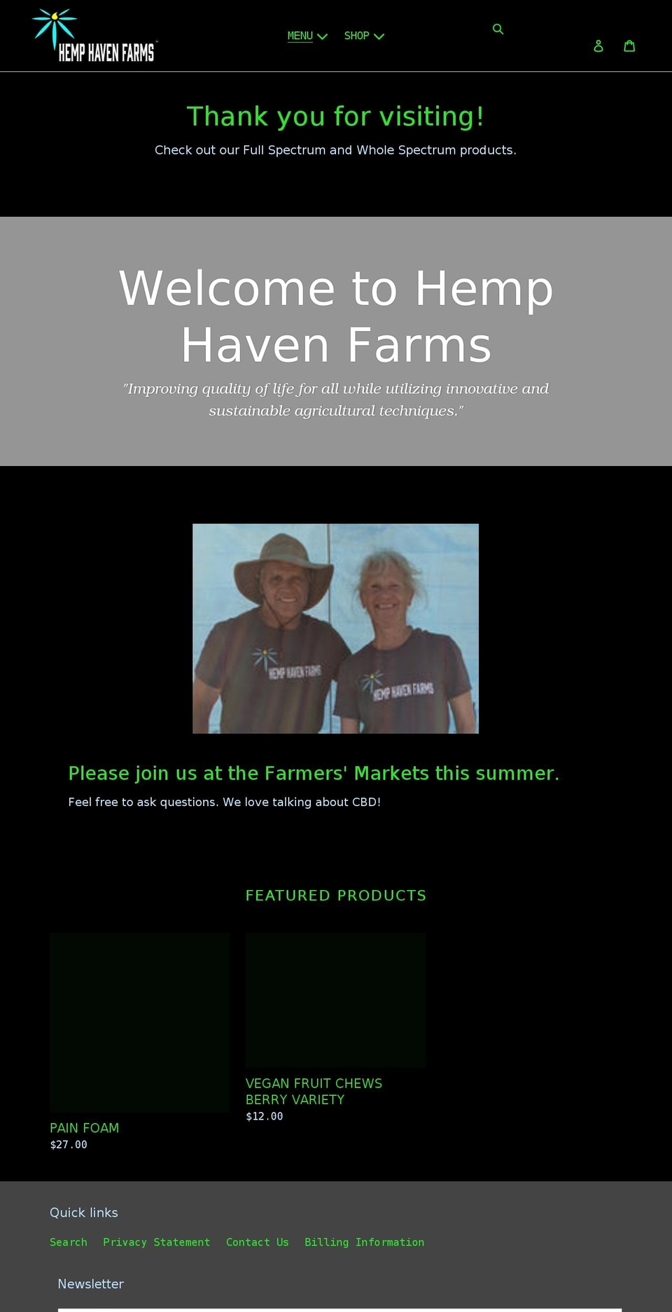 hemphavenfarms.com shopify website screenshot