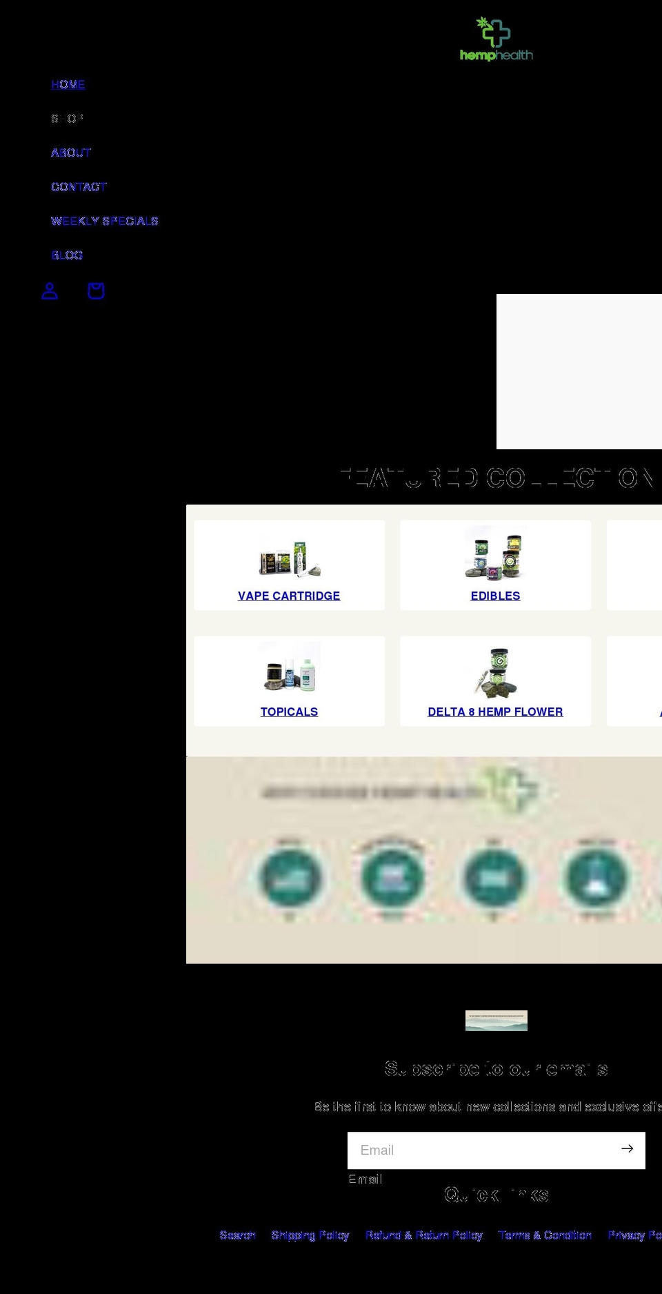 hemphealthnow.net shopify website screenshot