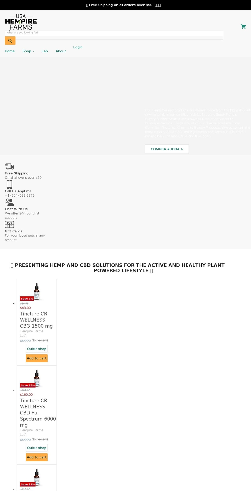 hempirefarms.com shopify website screenshot