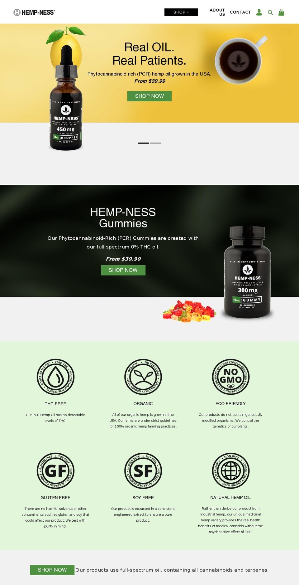 hempness.com shopify website screenshot