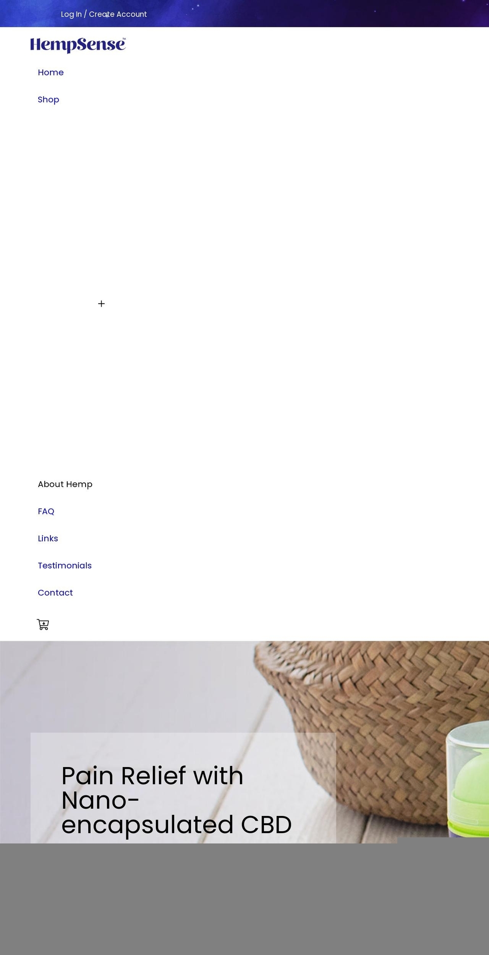 hempsense.com shopify website screenshot