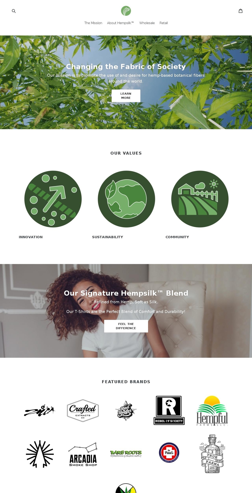 hempsilkapparel.com shopify website screenshot