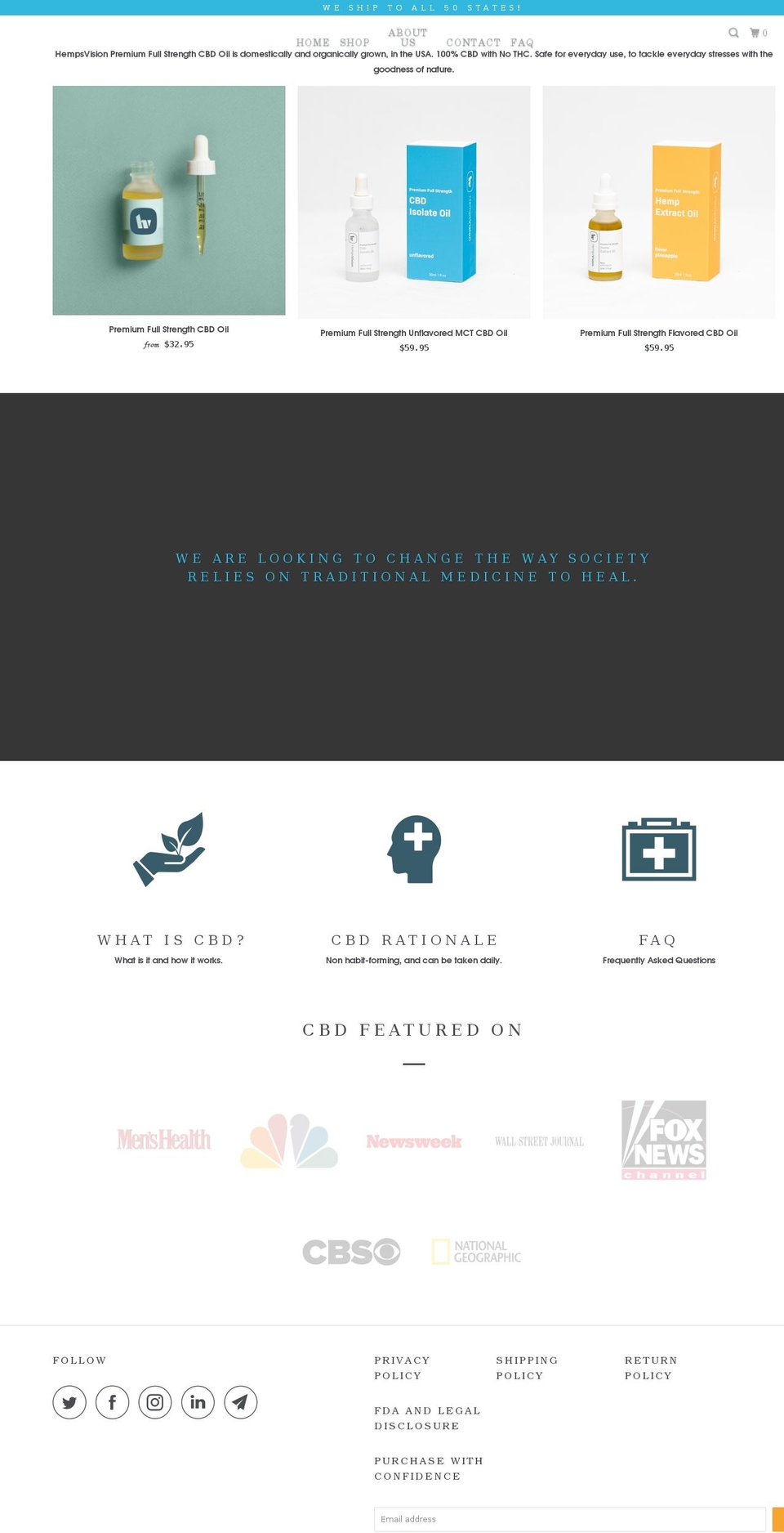 hempsvision.com shopify website screenshot
