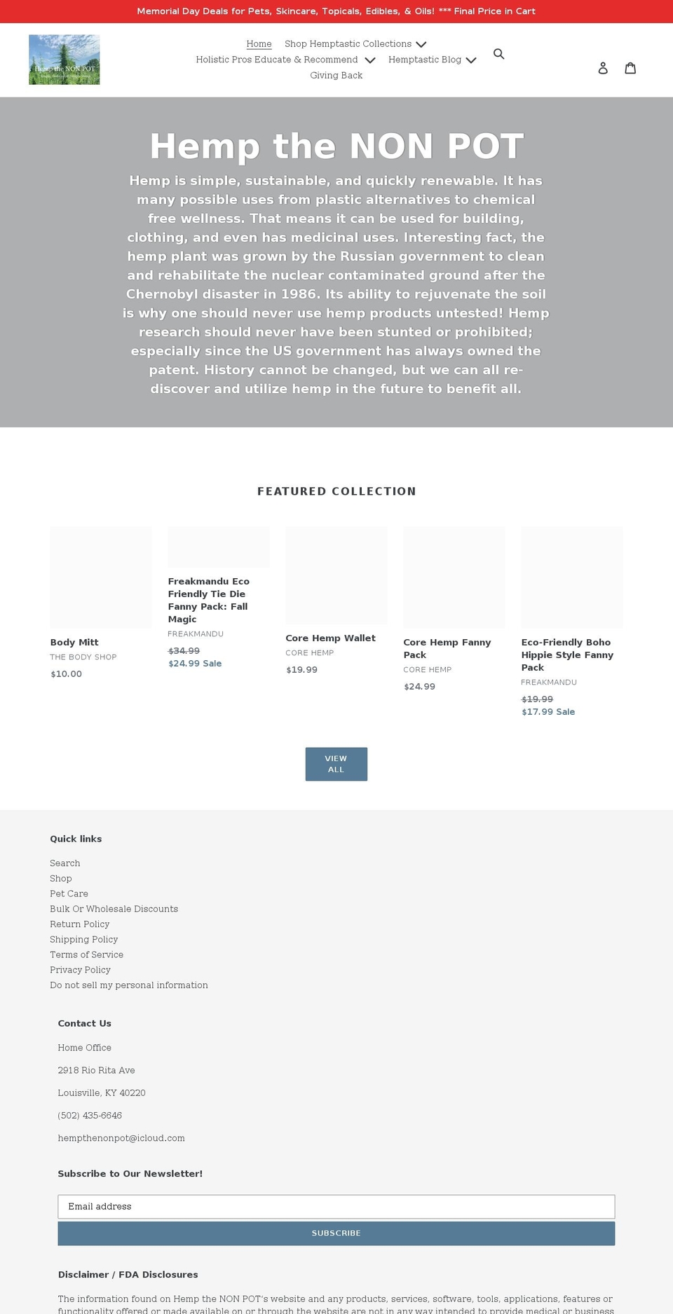 hempthenonpot.com shopify website screenshot