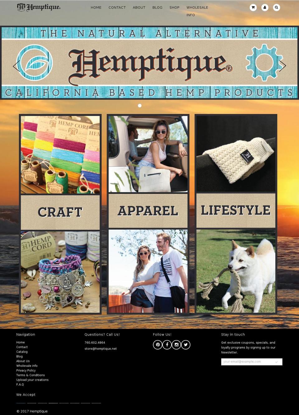 hemptique.com shopify website screenshot