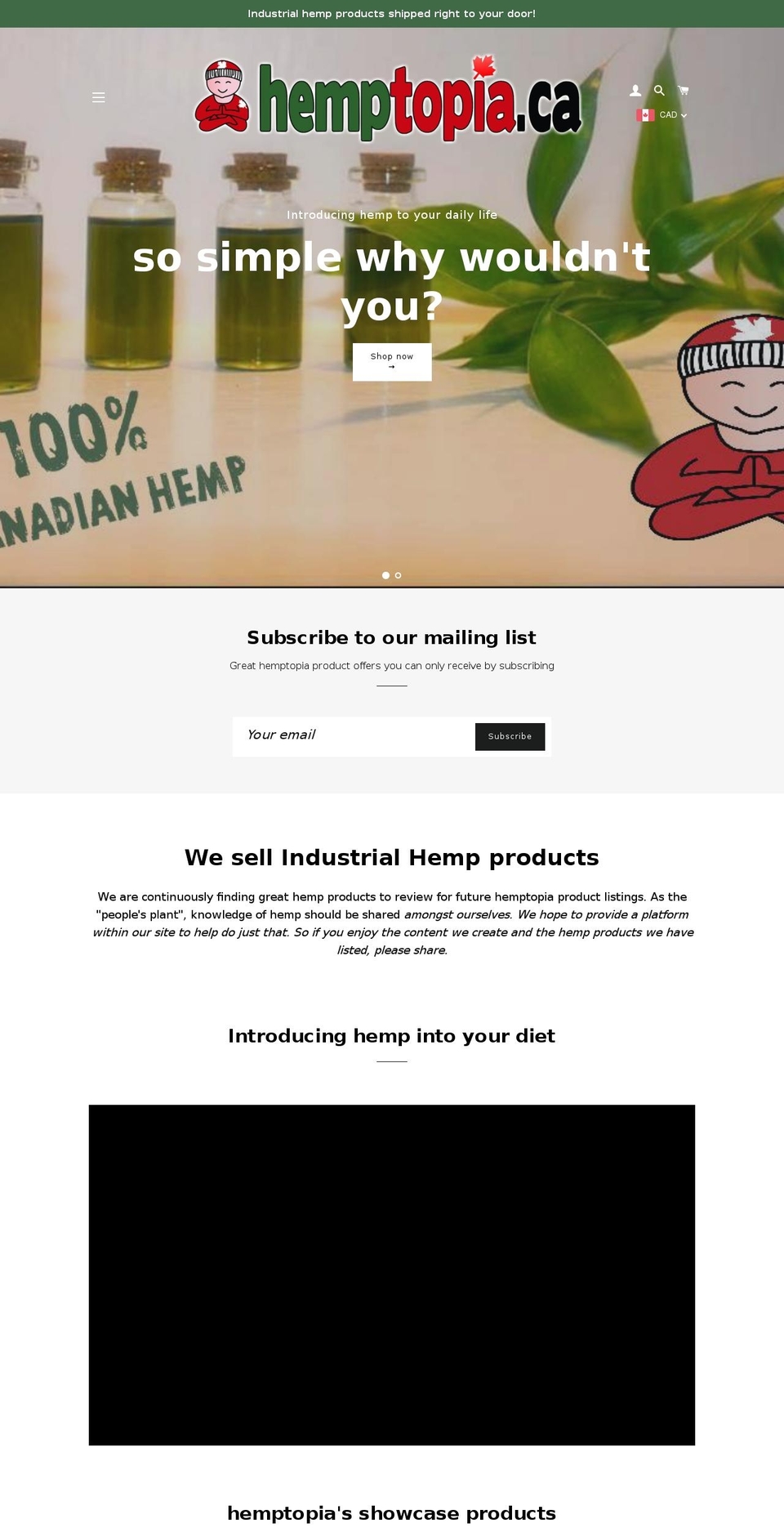 hemptopia.ca shopify website screenshot