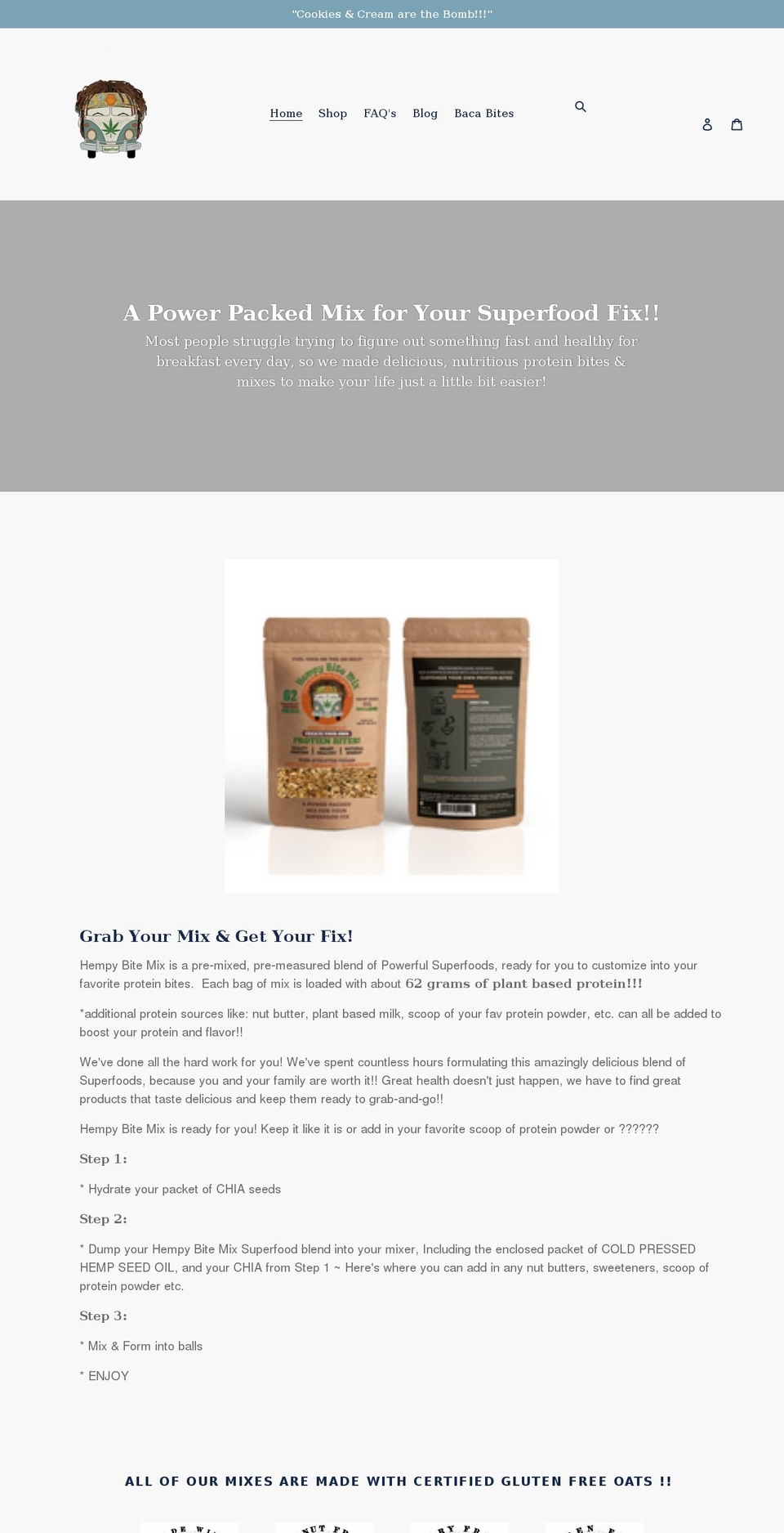 hempybitemix.com shopify website screenshot