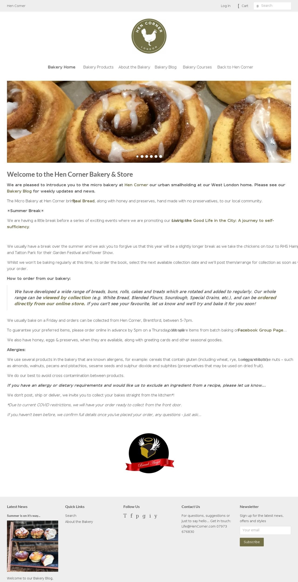 hen-corner-micro-bakery.myshopify.com shopify website screenshot